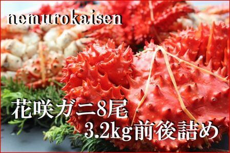 ＜12月22日決済分まで年内配送＞【北海道根室産】花咲ガニ8尾(計3.2kg前後) C-57053