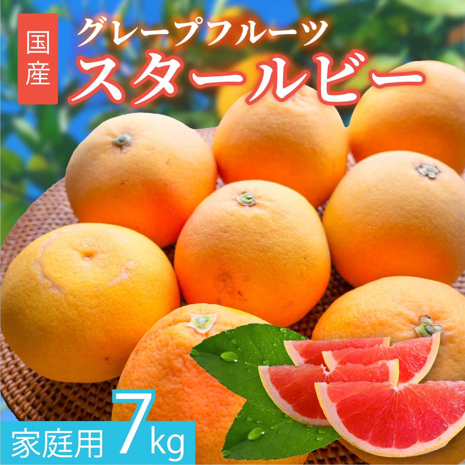 【ふるさと納税】【先行受付予約】国産グレープフルーツ 家庭用7kg（15〜20玉） 訳あり 柑橘 スタールビー ノーワックス 防腐剤なし 果物 ジュース ジャム 青果 旬 アロマ できるだけ農薬を使わない ※2026年5月上旬～8月上旬頃に順次発送予定