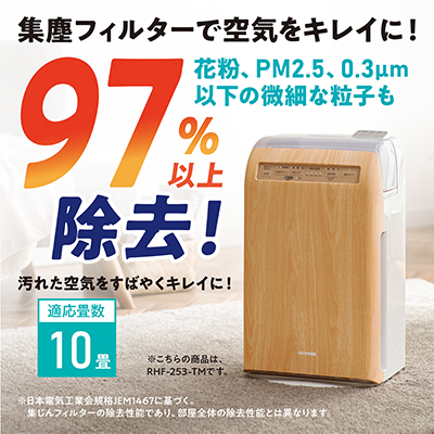 加湿空気清浄機 10畳 加湿器 空気清浄機 RHF-253-WM 白木目 ア