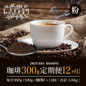 コーヒー300g 定期便12ヶ月コース 粉コース_定期便 12ヶ月 コーヒー 粉 各 100g 3種 合計 300g 小分け パック 飲み比べ 毎月 世界の生産地別のコーヒーが届く 産地 銘柄 発送時期によりランダムでお届け コーヒーブレイク コーヒータイム 飲み物 飲料類 お取り寄せ 送料無料 〔Ec110-P〕