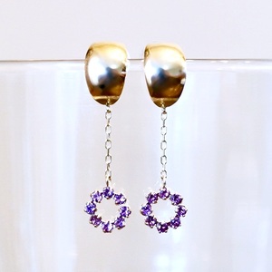 K10YG(10金) イエローゴールド ロードライトガーネット ピアス チェーン オシャレ 保証書付 YF-18 242-064-b