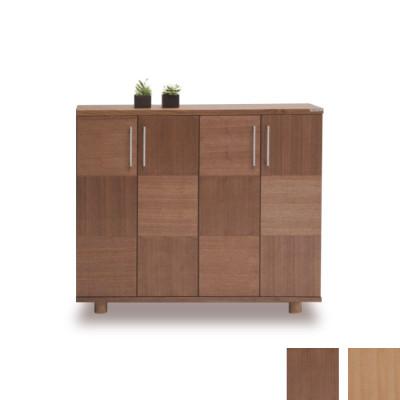 ふるさと納税 大川市 大川家具 国内製造 シューズボックス リーフ ロータイプ1200L 市松模様 ウォールナット/サクラ