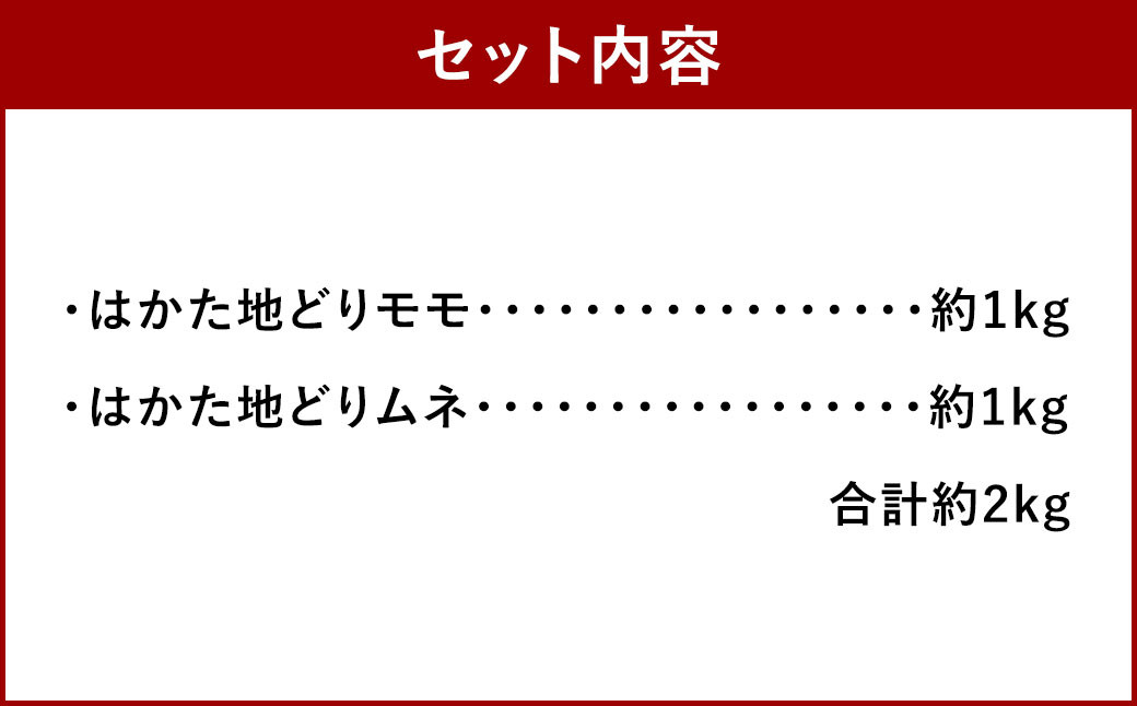 はかた 地どり モモ・ムネ セット 合計約2kg 約1kg×各1パック