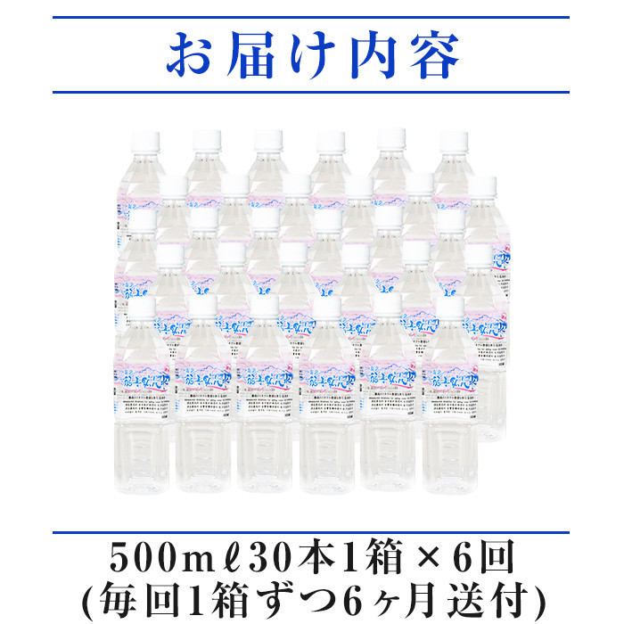 K-019《6ヶ月定期便》霧島の福寿鉱泉水（硬水：500mlペットボトル30本箱入)【福地産業株式会社】霧島市 水 ミネラルウォーター シリカ シリカ水 ミネラル成分 飲料水 ペットボトル
