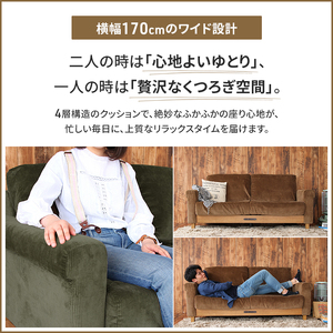 ソファ 2〜3人掛け リビング 家具 ブラウン 木製 ソファ