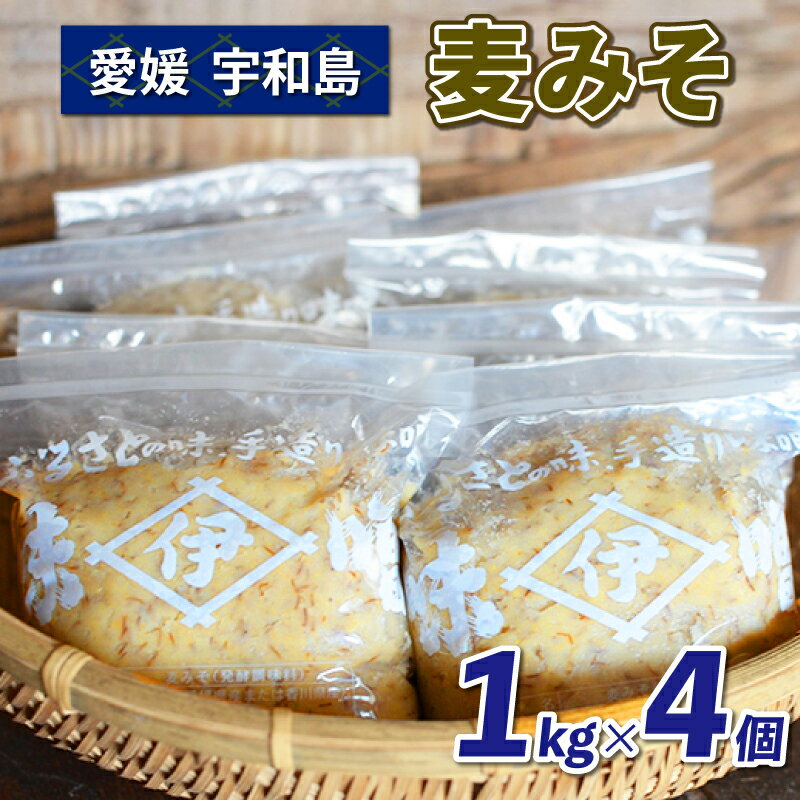 【ふるさと納税】 味噌 麦みそ 1kg × 4個 計 4kg 井伊商店 全麦麹味噌 天然醸造 非加熱 生味噌 麦みそ みそ 麦味噌 miso お味噌 おみそ 発酵 発酵食品 加工食品 調味料 国内産原材料使用 麦 麹 味噌汁 みそ汁 お味噌汁 豚汁 数量限定 国内産 国産 愛媛 宇和島 J010-108001
