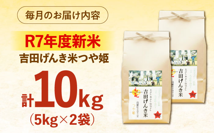 【全3回定期便】【新米】吉田げんき米つや姫 10kg（5kg×2袋） 島根県雲南市/有限会社藤本米穀店 ｜つやひめ 白米 精米 コメ 10キロ [AIDB127]