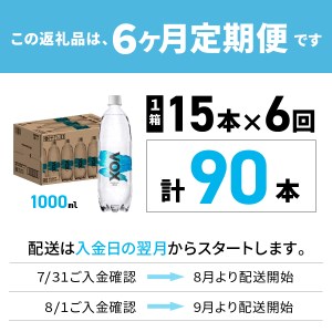  強炭酸水 【6か月定期便】VOX ストレート バナジウム 1000ml 15本 炭酸