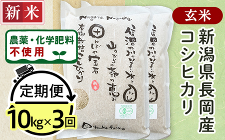 25-6G103【3ヶ月連続お届け】【玄米】新潟県長岡産「有機栽培」コシヒカリ10kg