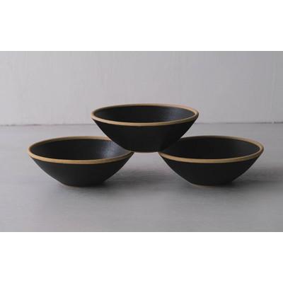 ふるさと納税 長崎県 【波佐見焼】φ17×5.5cm小鉢3個組　くろマット  3　19980