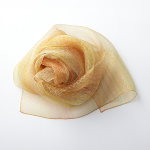 妖精の羽・塩縮オーガンジーストール 加賀友禅 鎖/イエロー  FAF-0018