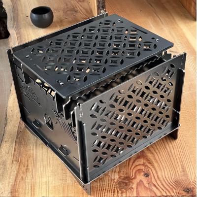 ふるさと納税 高松市 3WAY焚火BOX和柄スタンダードセット(五徳4本付属)+ グリル鉄板L4.5ミリ厚(オプション品)