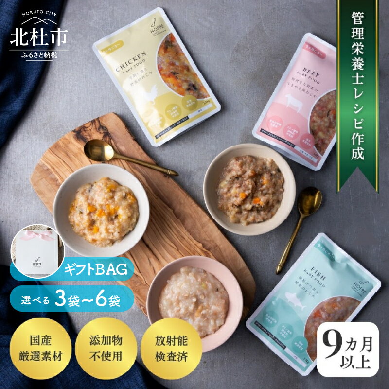 【ふるさと納税】 離乳食 ギフト セット 100g×1袋 選べる 容量 3袋 6袋 赤ちゃん ごはん ベビー用 HOPPE baby food 【9か月ごろ～】月齢 9ヶ月～11ヶ月 無添加 国産食材 栄養 時短 便利 育児 子育て おじや おかず 贈答用 ギフト プレゼント 送料無料