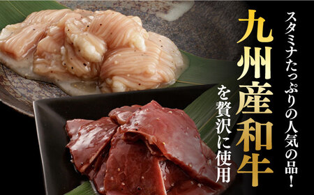 【全12回定期便】【塩だれ】九州産和牛 ホルモン2種 計1kg（ ハツ 250g×2袋・ シマチョウ 250g×2袋） 長与町/岩永ホルモン [EAX137]国産 牛肉 ミックス 小分け 味付き 冷凍