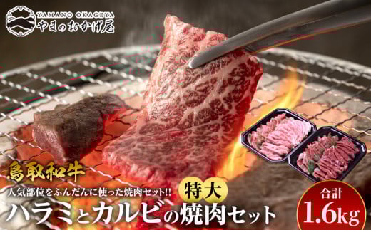 45.鳥取牛ハラミと鳥取和牛カルビの特大焼肉セット　合計1.6kg