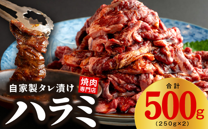焼き肉専門店 自家製タレ漬け ハラミ 合計500g（250g×2）【大阪 泉佐野 大阪府 泉佐野市】