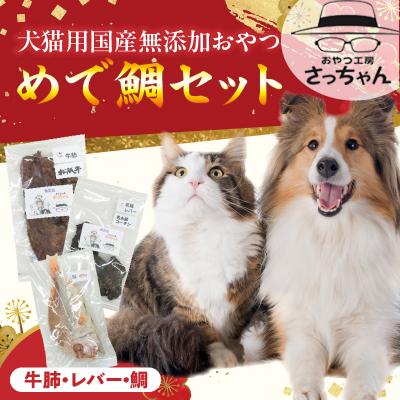 ふるさと納税 小牧市 【厳選素材】犬猫用国産無添加おやつ 鯛・松阪牛肺・名古屋コーチンレバー めで鯛セット[143O28]