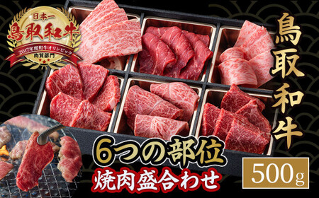 鳥取和牛 6つの部位の 焼肉 盛り合わせ 500g 和牛 黒毛和牛 国産 精肉 ブランド牛 冷凍 焼き肉 肉 ロース モモ バラ 赤身 鳥取県 倉吉市 KR1247
