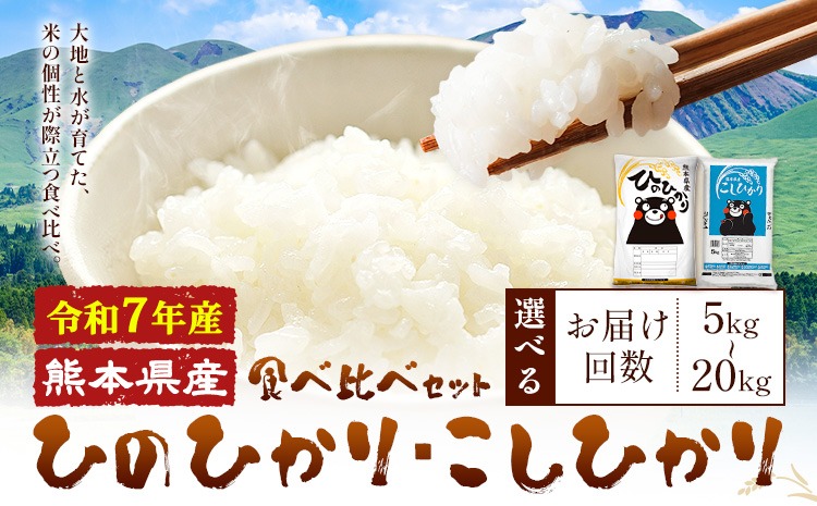 令和7年産 米 無洗米 ひのひかりこしひかり 食べ比べ 選べる 10kg 20kg 定期便 12ヶ月《出荷時期をお選びください》 白米 精米 無洗米 熊本県産(南阿蘇村産含む) 単一原料米 南阿蘇村 ひの こし 送料無料 熊本県 SDGs 米 コメ こめ 国産 定期便---mna_hk7_wx_16900_10kg---