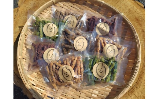 グルテンフリーの米粉のかりんとう　5種（プレーン・玉露・ほうじ茶・バジル・ココア）セット　GE-07