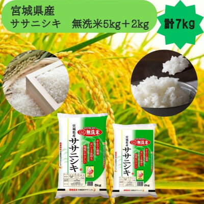 【ふるさと納税】令和7年産【宮城県産】ササニシキ　無洗米5kg+2kg　計7kg【1612026】