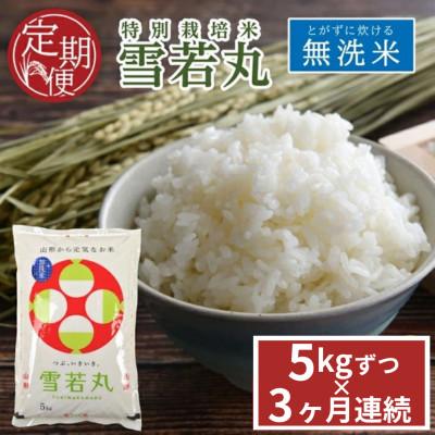 ふるさと納税 酒田市 【毎月定期便】「無洗米]特別栽培米 雪若丸　5kg　農家直送全3回