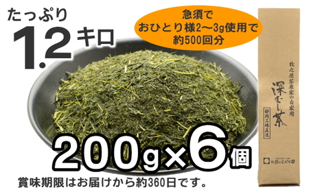 038-12 牧之原茶農家の自家用深むし茶200ｇ×6本
