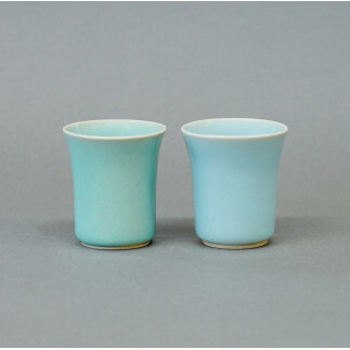 有田焼 翡翠・天青こどもコップ 2色セット 青磁 食器 ぐい呑 湯呑 うつわ 作家 梶原大敬 茂正工房 A18-67_イメージ2