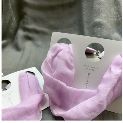 ふるさと納税 西桂町 【わんことお揃いスカーフ】天然素材生地の高級ストール残布で製造!簡単マグネット着脱　薄紫/麻 |  | 01