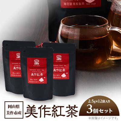 ふるさと納税 美作市 岡山県美作市産【美作紅茶】30g(2.5g×12袋)×3個セット