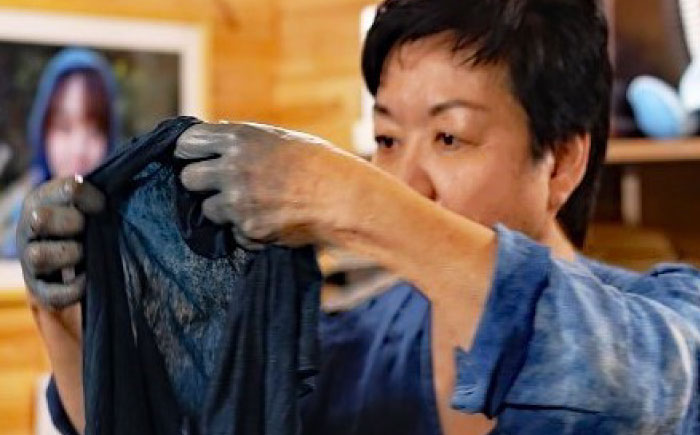 藍染め帆布バッグ（小/むら染め） トート バッグ 雑貨 バック レディース メンズ ハンドメイド 鞄 かばん 三次市/染工房奈つ [APAF006]