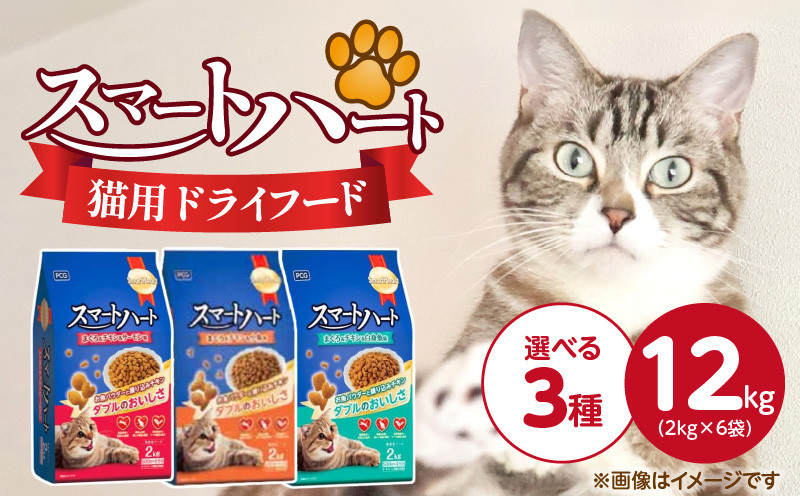 
            スマートハート 猫用 ドライフード 2kg×6袋_スマートハート 猫用 ドライフード 2kg × 6袋 計 12kg 選べる セット内容 まぐろ＆チキン＆サーモン味 まぐろ＆チキン＆小魚味 まぐろ＆チキン＆白身魚味 オールステージ用 総合栄養食 健康 サポート キャットフード 福岡県 久留米市_Pf071
          