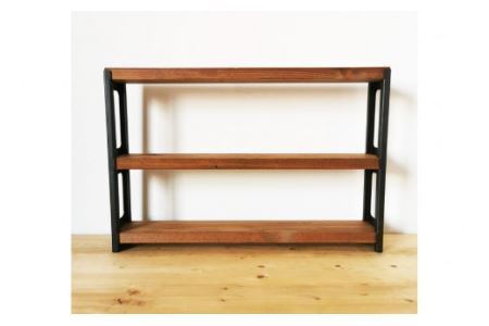 棚 MUKUとアイアンの 隙間 シェルフ ブラウン 約W60cm×H40cm×D10cm [新星金属製作所 大阪府 守口市 20940883] 家具 本棚 収納 コンパクト 無垢材 完成品