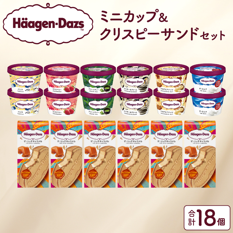 ハーゲンダッツ『ミニカップ(12個)＆クリスピーサンド(6個)セット』アイスクリーム アイス スイーツ デザート_H0016-126