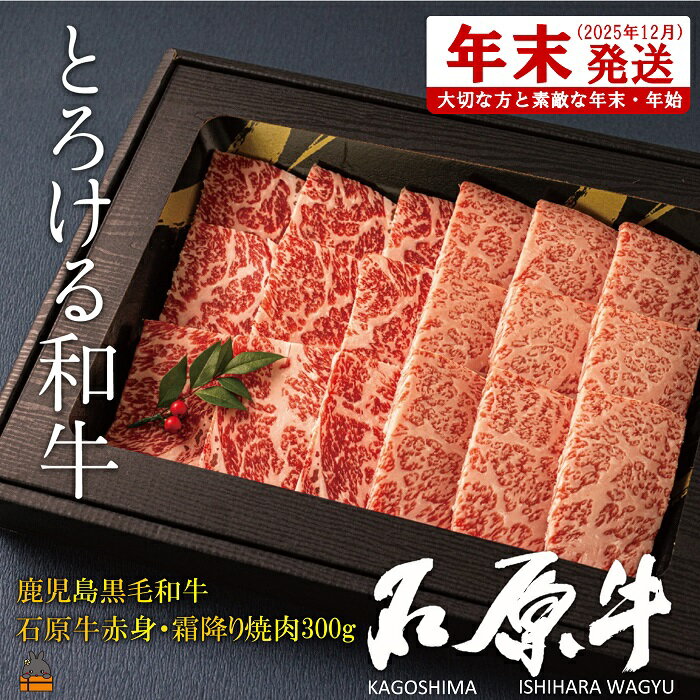 【ふるさと納税】《年末配送！》世界が絶賛した“とろける和牛”幻の石原牛 赤身・霜降り食べ比べ焼肉300g ( 鹿児島黒毛和牛 ブランド牛 牛肉 ビーフ こだわり プレミアム オメガ3脂肪酸 贈答 ギフト 徳之島 奄美 鹿児島 美味しい 赤身 霜降り 世界基準 石原PRO 年末発送 )