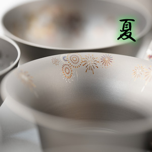 純チタン製お猪口 富士（Fuji）4個セット（春・夏・秋・冬）