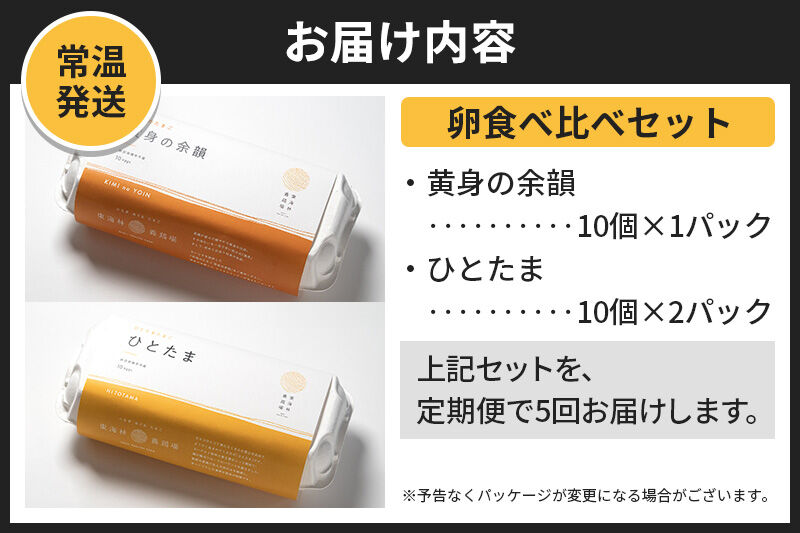 【常温発送】《定期便5ヶ月》黄身の余韻10個×1P・ひとたま10個×2P 計30個【発送時期が選べる】5か月 5ヵ月 5カ月 5ケ月 卵 玉子 たまご 2種類 味比べ 食べ比べ 開始時期選べる東海林養