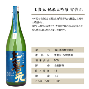 SF0230　上喜元 山形県内限定流通品 3種飲み比べセット　計3本(各1800ml×1本)