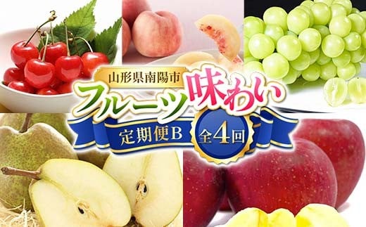 【令和8年産先行予約】 《定期便4回》 フルーツ味わい定期便B 『フードシステムズ』 さくらんぼ 桃 シャインマスカット ラ・フランス りんご 果物 フルーツ 山形県 南陽市 [1141-R8]