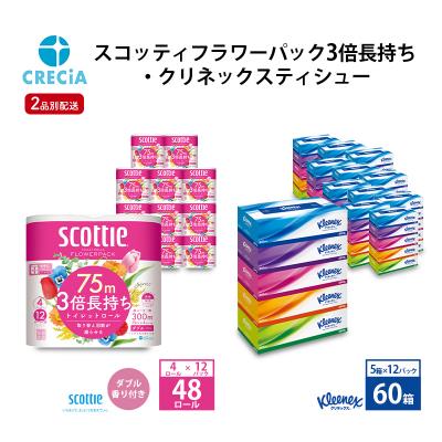 ふるさと納税 岩沼市 【2品別配送】トイレットペーパー ダブル 48R・ティッシュ60箱[No.5704-0574]