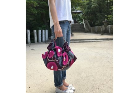ウオーク社 ふろしきハンド夢二セット（椿/アズキ）（ハンドル色：コゲチャ）風呂敷 ふろしきバッグ バッグ ハンドル 持ち手 取っ手 竹久夢二 つばき ツバキ おしゃれ 可愛い かわいい ギフト プレゼ