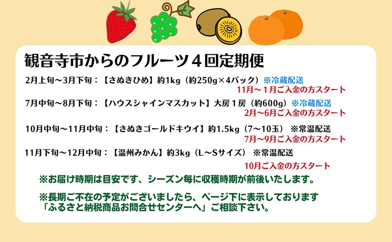 【2025年受付】 観音寺市からの特産フルーツ 定期便 年間4回