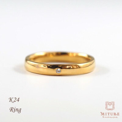 【ふるさと納税】【山梨県】【ジュエリー】K24 pure gold /ダイヤ 甲丸 リング 12号【配送不可地域：離島・沖縄県】【1645666】