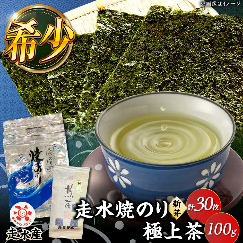 【ふるさと納税】【お中元対象】走水焼のり（新芽） 3帖（10枚×3） ・極上茶100g 詰め合わせ 走水海苔 煎茶 お茶 のり 茶葉 セット 横須賀【株式会社向井製茶問屋】[AKBB002] 20000円 2万円