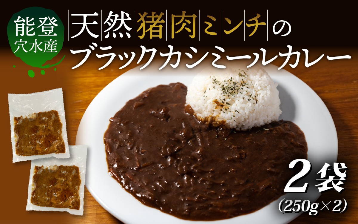
                  【能登・穴水産】天然猪肉ミンチのブラックカシミールカレー 2袋セット（計500g） | 奥能登 能登半島 穴水町 ジビエ 猪肉 お肉 カレー レトルト 500グラム
                