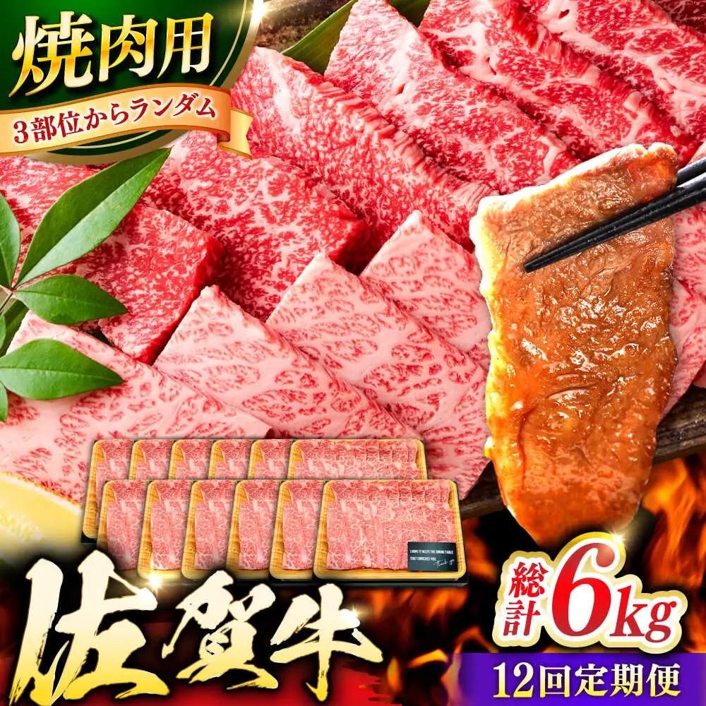 【12回定期便】佐賀牛 焼肉用 計6kg (500g×12回)  ※バラ・肩ロース・モモのいずれの部位※ しゃぶしゃぶ すきやき[FDB035]