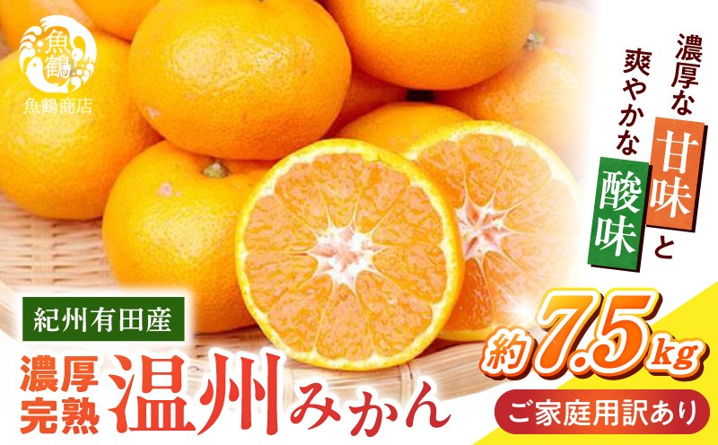 
                   【2026年11月下旬より発送】 紀州 有田産 濃厚甘熟 温州みかん 7.5kg 【家庭用 訳あり】 【ミカン 蜜柑 柑橘 温州みかん 有田みかん 和歌山】_G7345
                