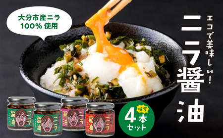 K01030 エコで美味しい！「必然のニラ醤油」大分市産ニラ100%使用 味変4本セット