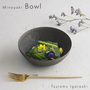 【美濃焼】 五十嵐務 中鉢 ブロンズ釉 瑞浪市 / JS企画 陶芸作品 鉢 取鉢 インテリア 食器 ボウル [AZAZ217]