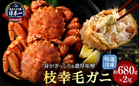 特選冷凍「枝幸毛がに」約680g×2尾 毛ガニ